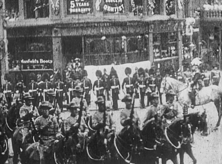 Caped Mounted Riflemen Passing St Paul's