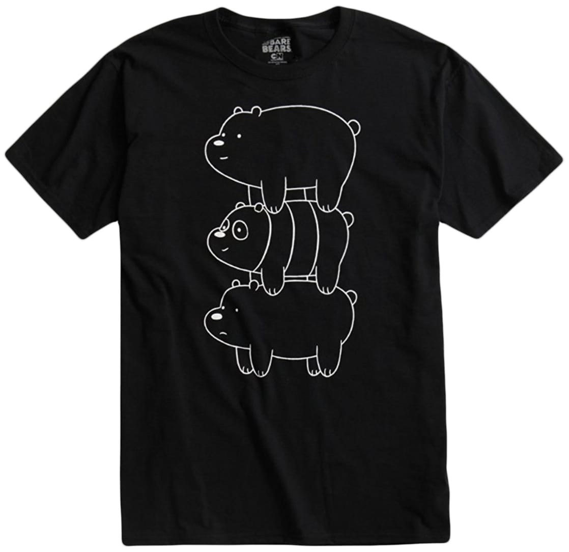 Cartoon Network  We Bare Bears - Black Bear Stack Adult T-Shirt
