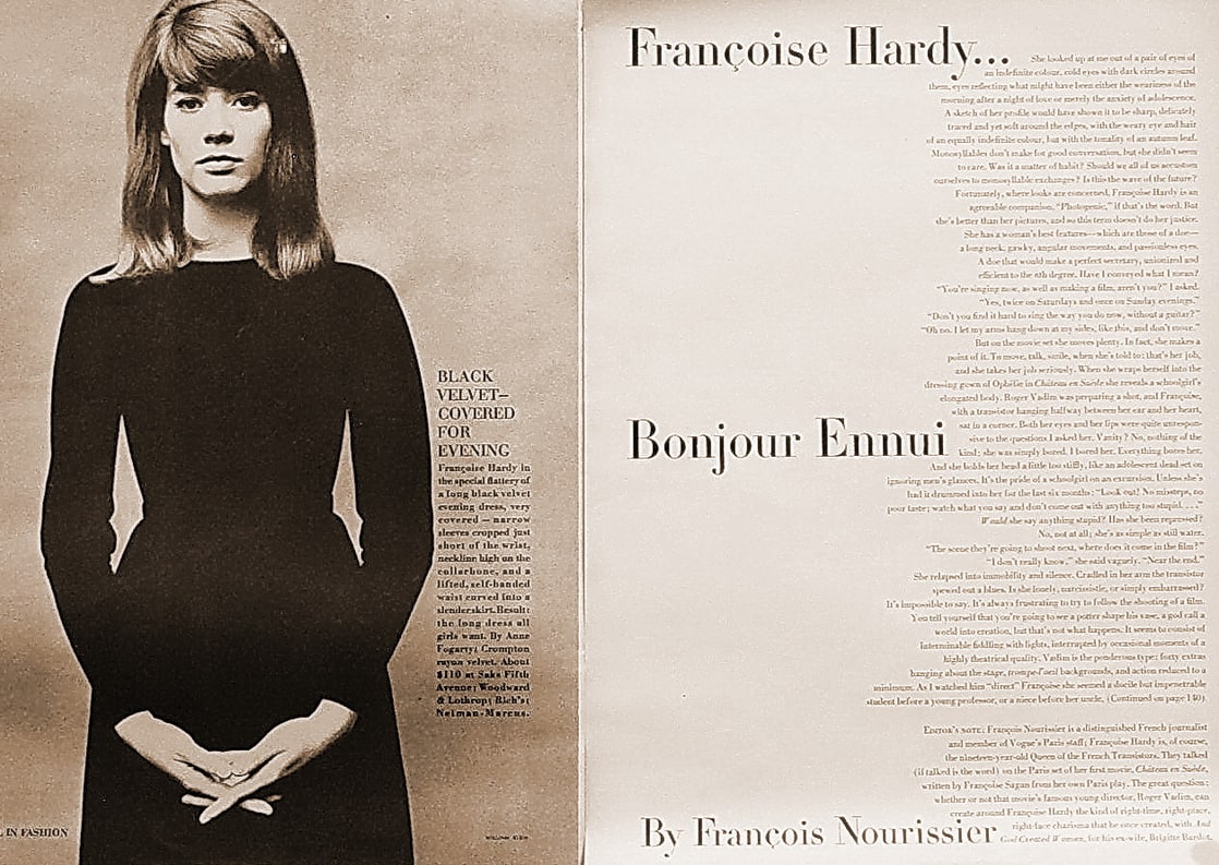 FRANCOISE HARDY in Vogue 1963 Photo Fashion & Arti