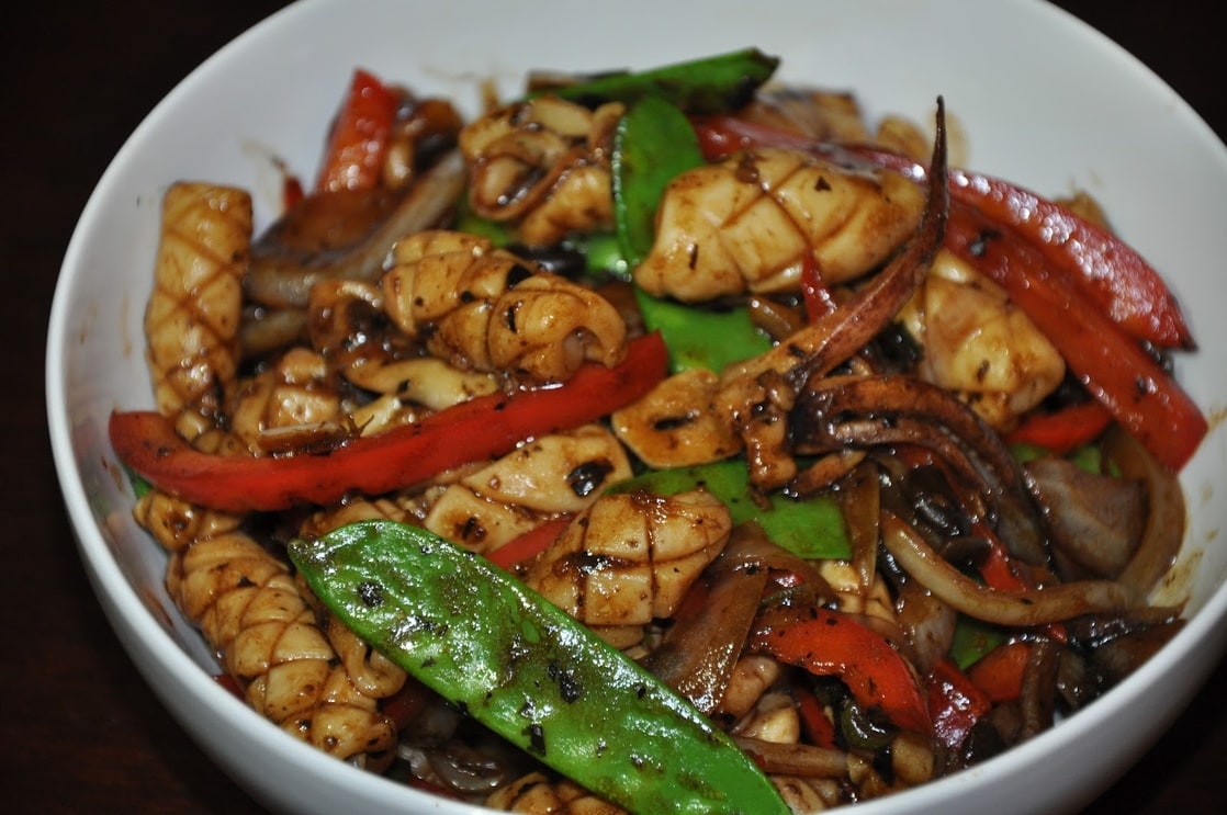 Squid with Chilli and Black Bean Sauce