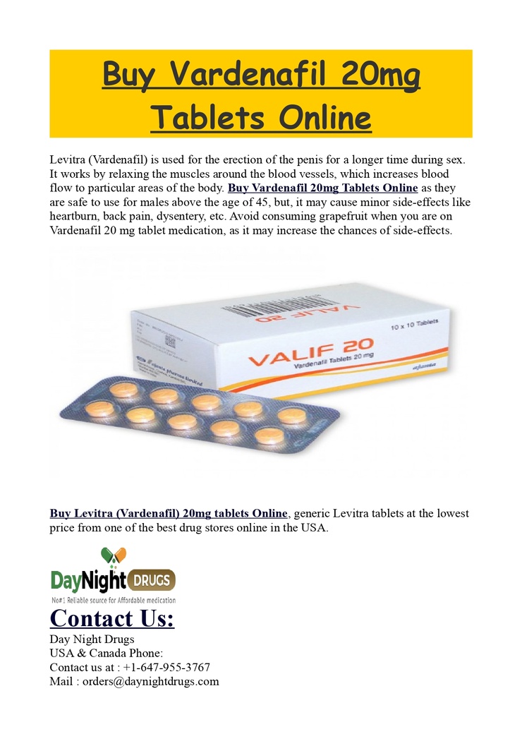 Buy Vardenafil 20mg Tablets Online