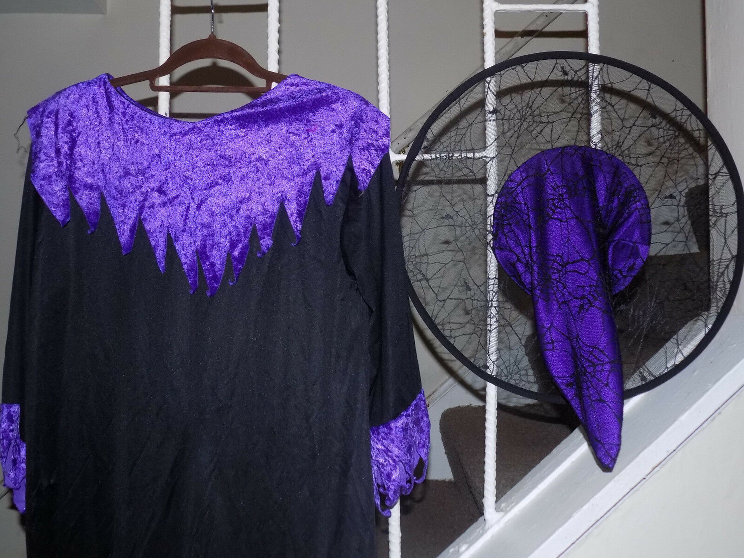 Witch Costume, Black & Purple Standard/Normal Size EUC