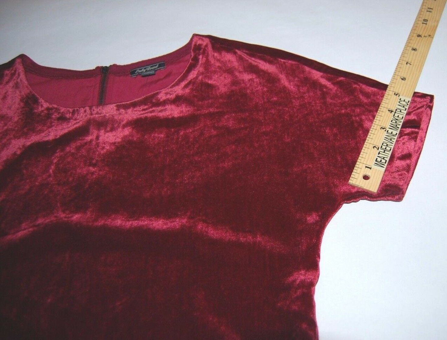 Lucky BRAND Womens Top Burgundy XS Contrast Wild Currant Zip Back Short Sleeve