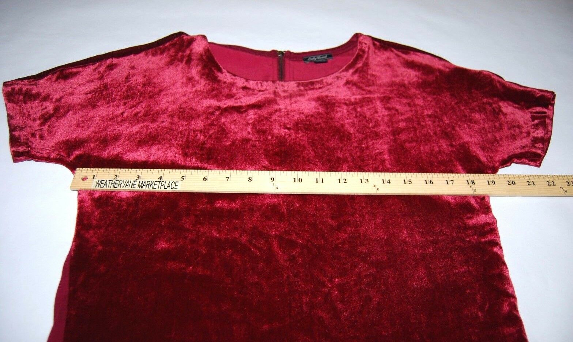 Lucky BRAND Womens Top Burgundy XS Contrast Wild Currant Zip Back Short Sleeve