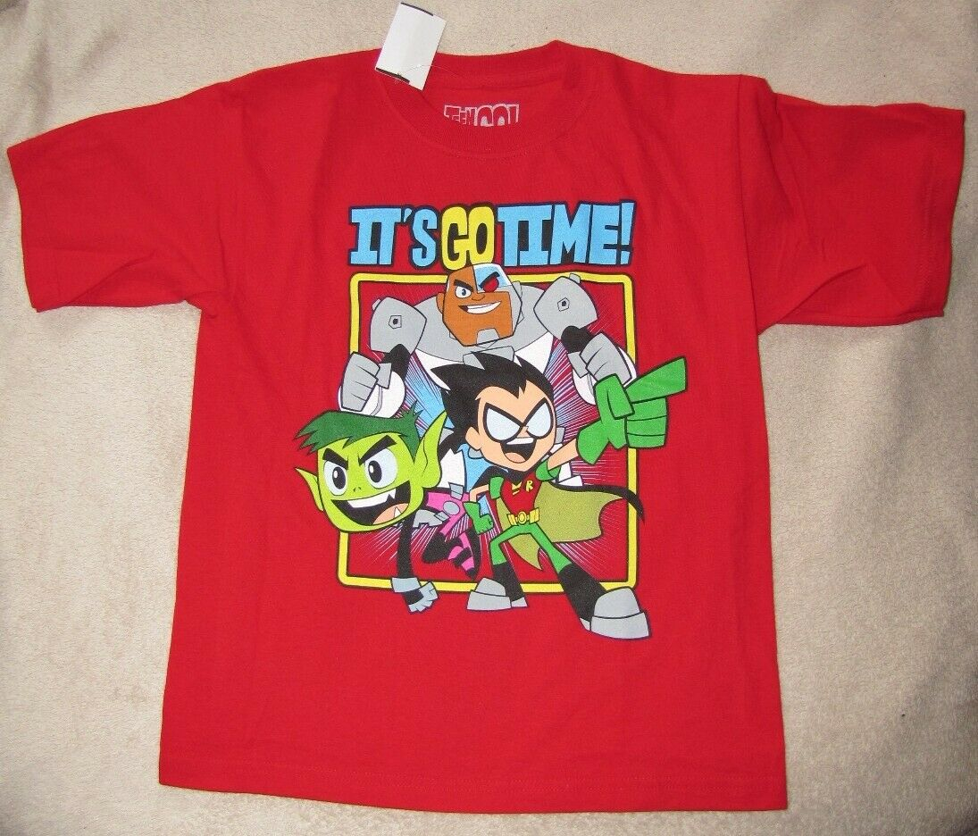 Teen Titans Go It's Go Time Boys Tee Shirt Size Medium 8 Red Kids T-Shirt