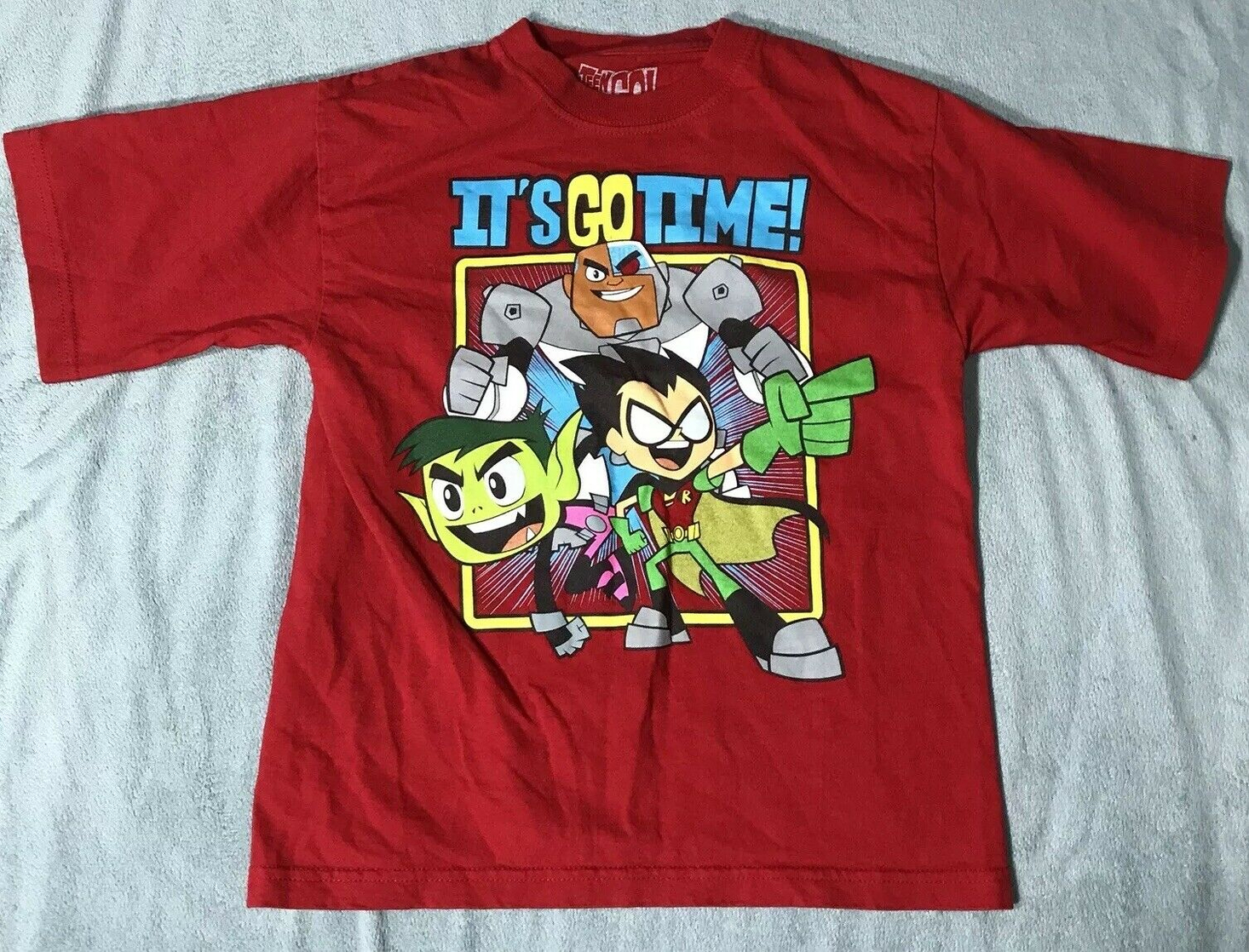 Teen Titans Go It's Go Time Boys Tee Shirt Size Medium 8 Red Kids T-Shirt