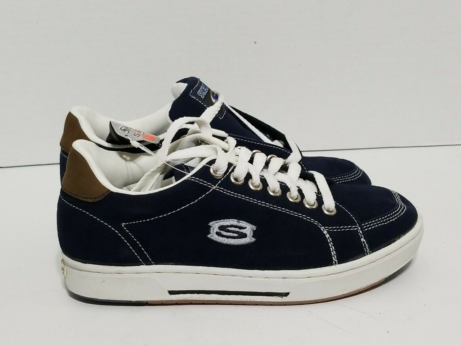 VTG 90s Skechers Navy Blue Suede Platform Sneakers Skate Shoes Mens SZ 9.5 NWT