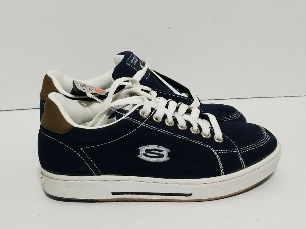 Picture Of Vtg S Skechers Navy Blue Suede Platform Sneakers Skate