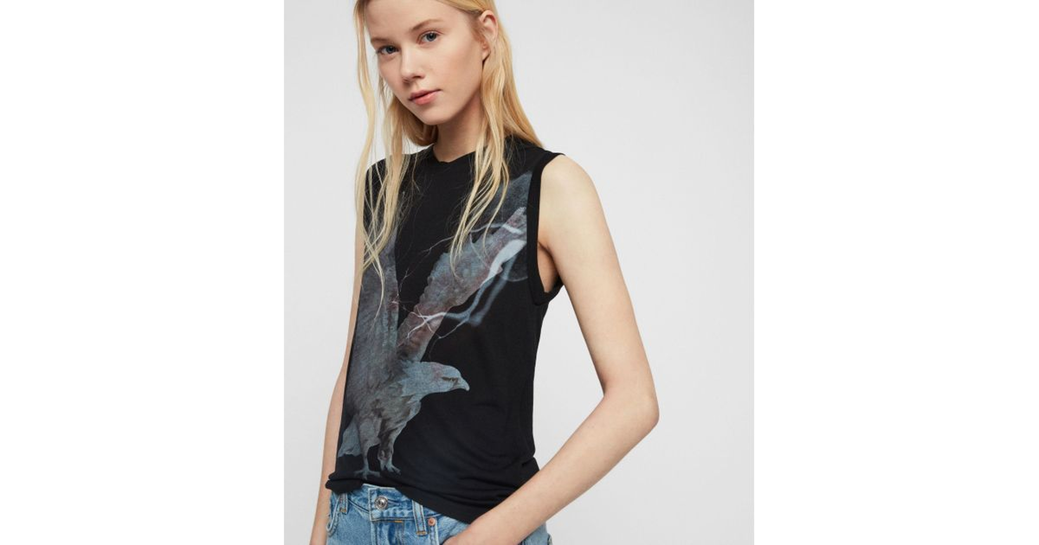 Imogen Eagle-print Cotton-jersey Tank Top In Black