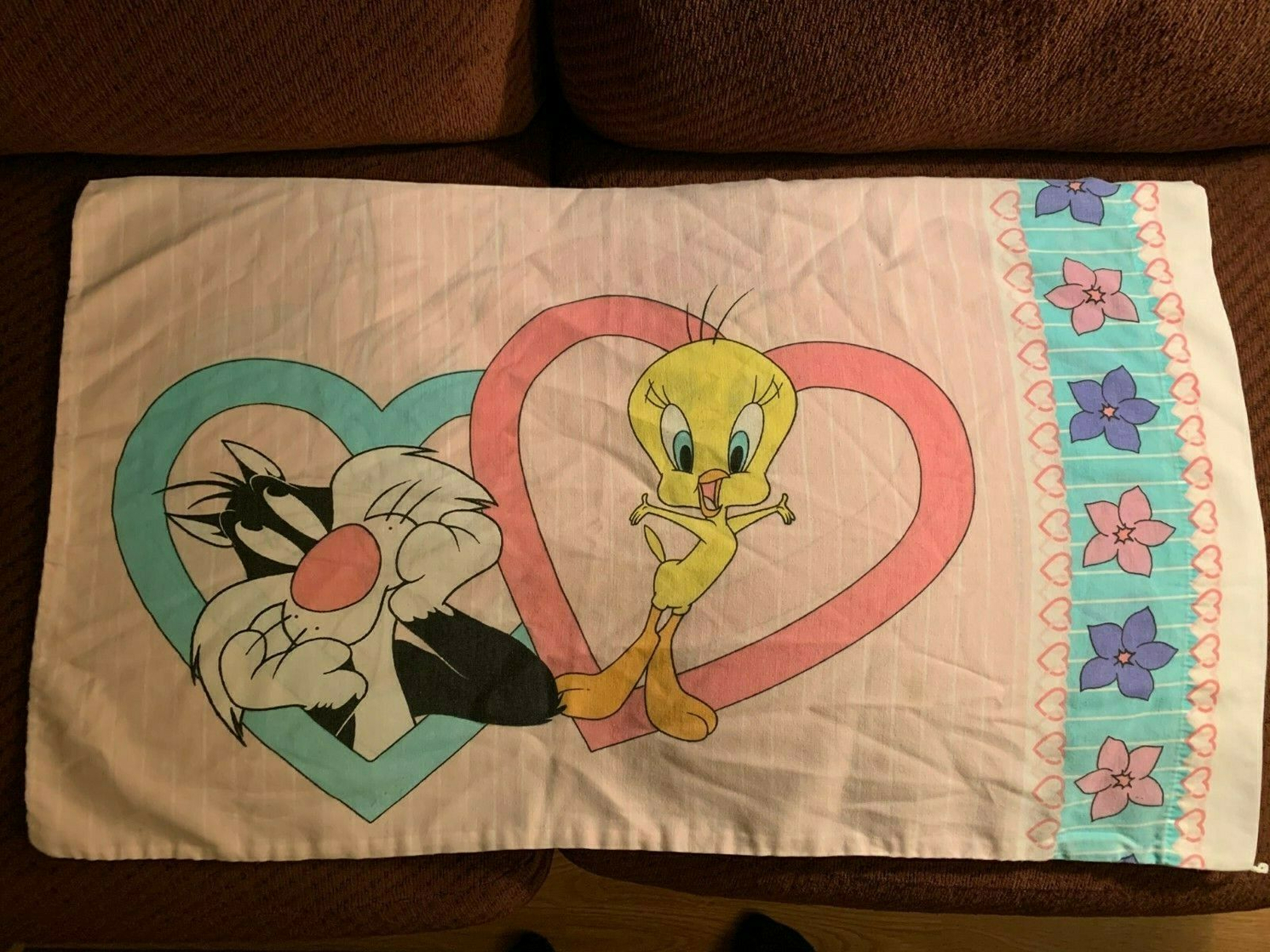 Warner Bros Vintage Pillowcase Tweety Bugs Bunny Sylvester Cat 1996 Looney Tunes