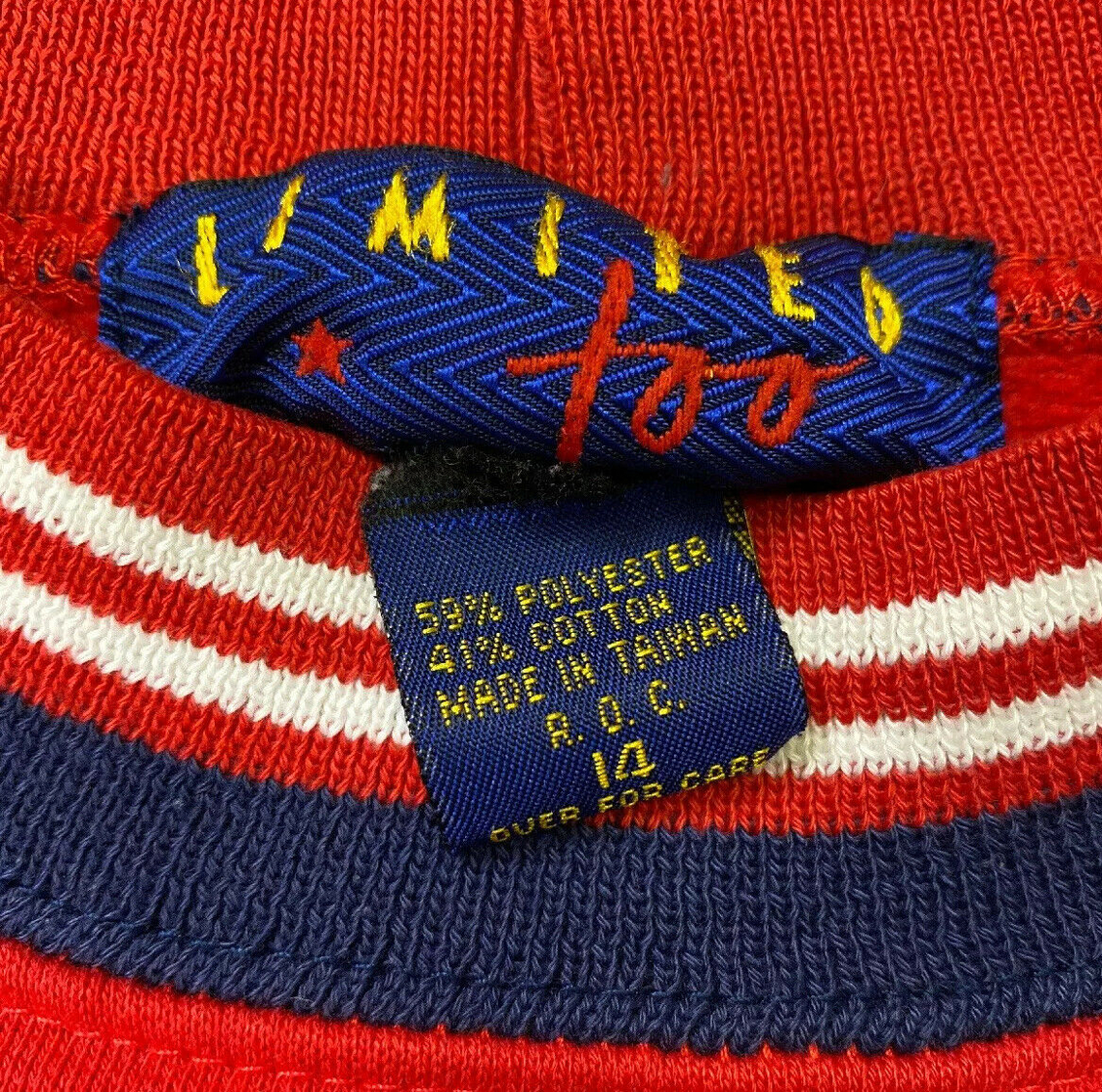 Vtg LTD Jeans The Limited Too Red Sweatshirt Crewneck Logo 90s Spell Out Sz 14