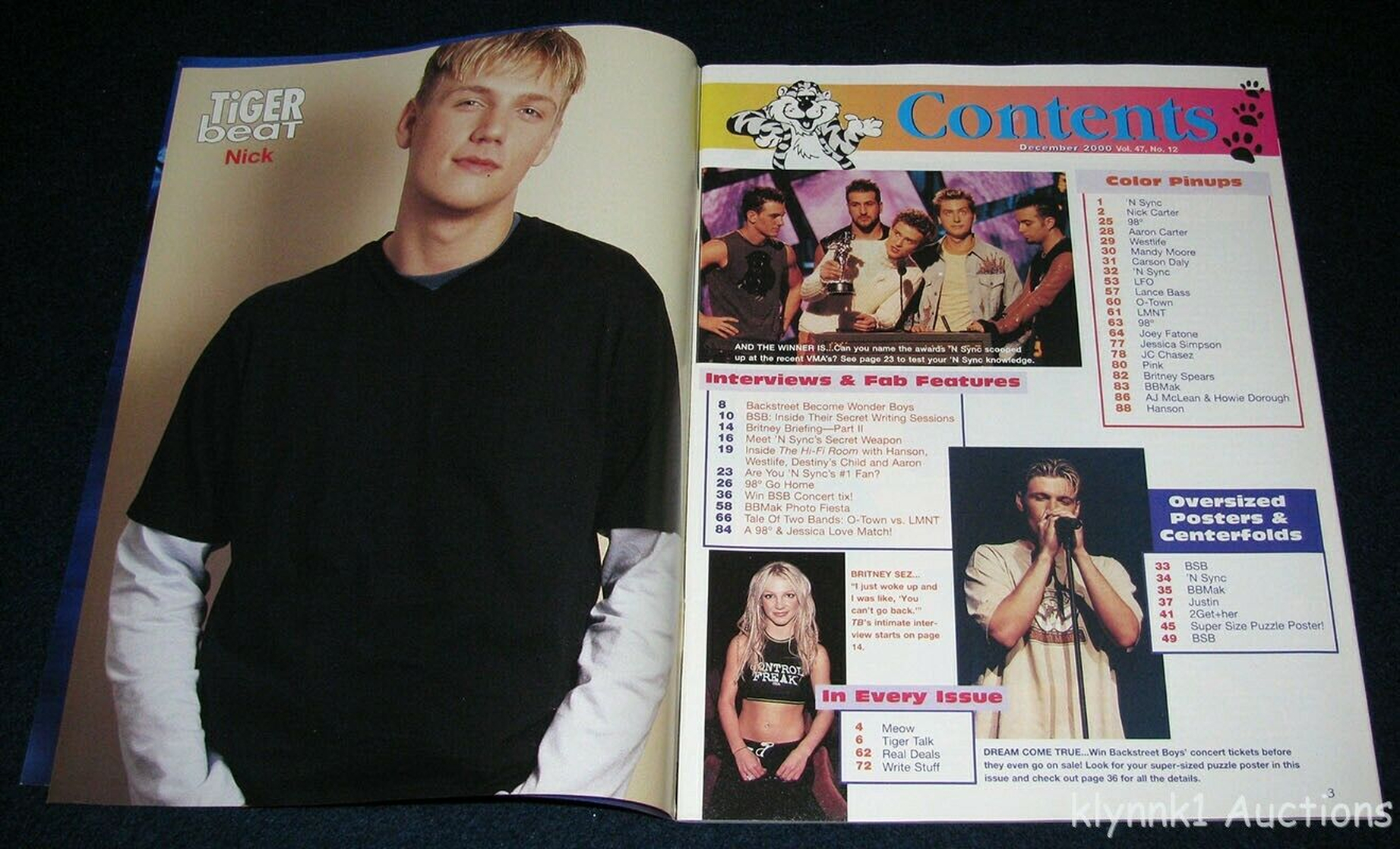 Tiger Beat Magazine December 2000 Backstreet Boys NSync Justin 2Gether BBMak