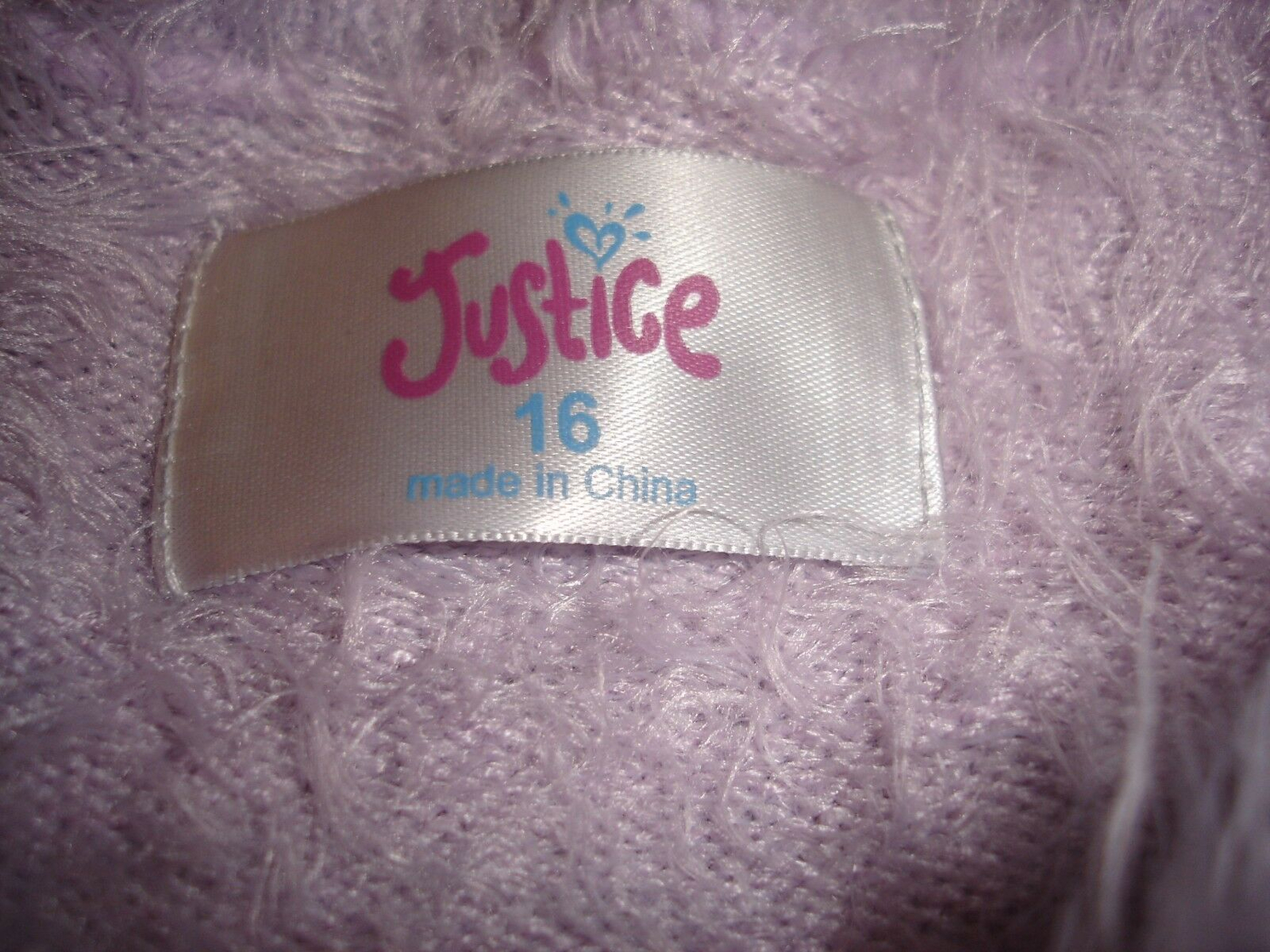 Justice fuzzy furry purple leopard print sweater girl's 16