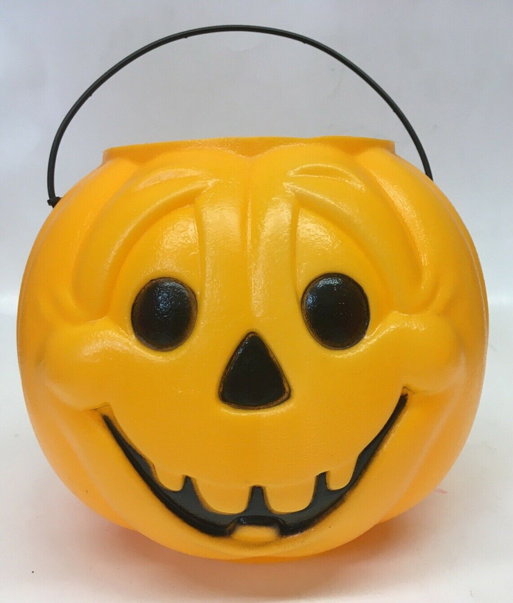 General Foam Halloween Blow Mold Pumpkin Goofy Candy Pail Jacko
