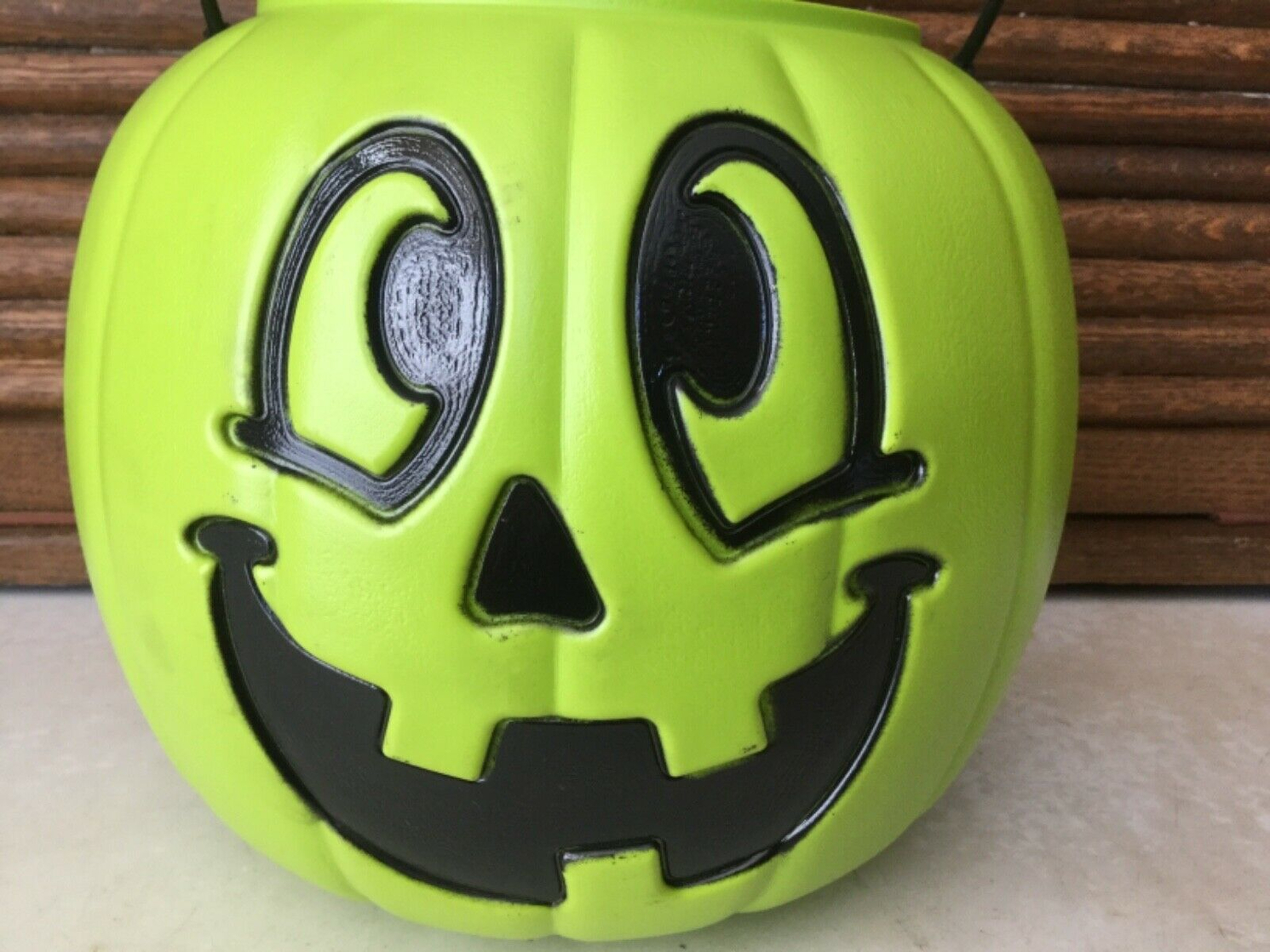 General Foam Plastic Vintage Green Halloween Pumpkin Pail Jack O Lantern Bucket