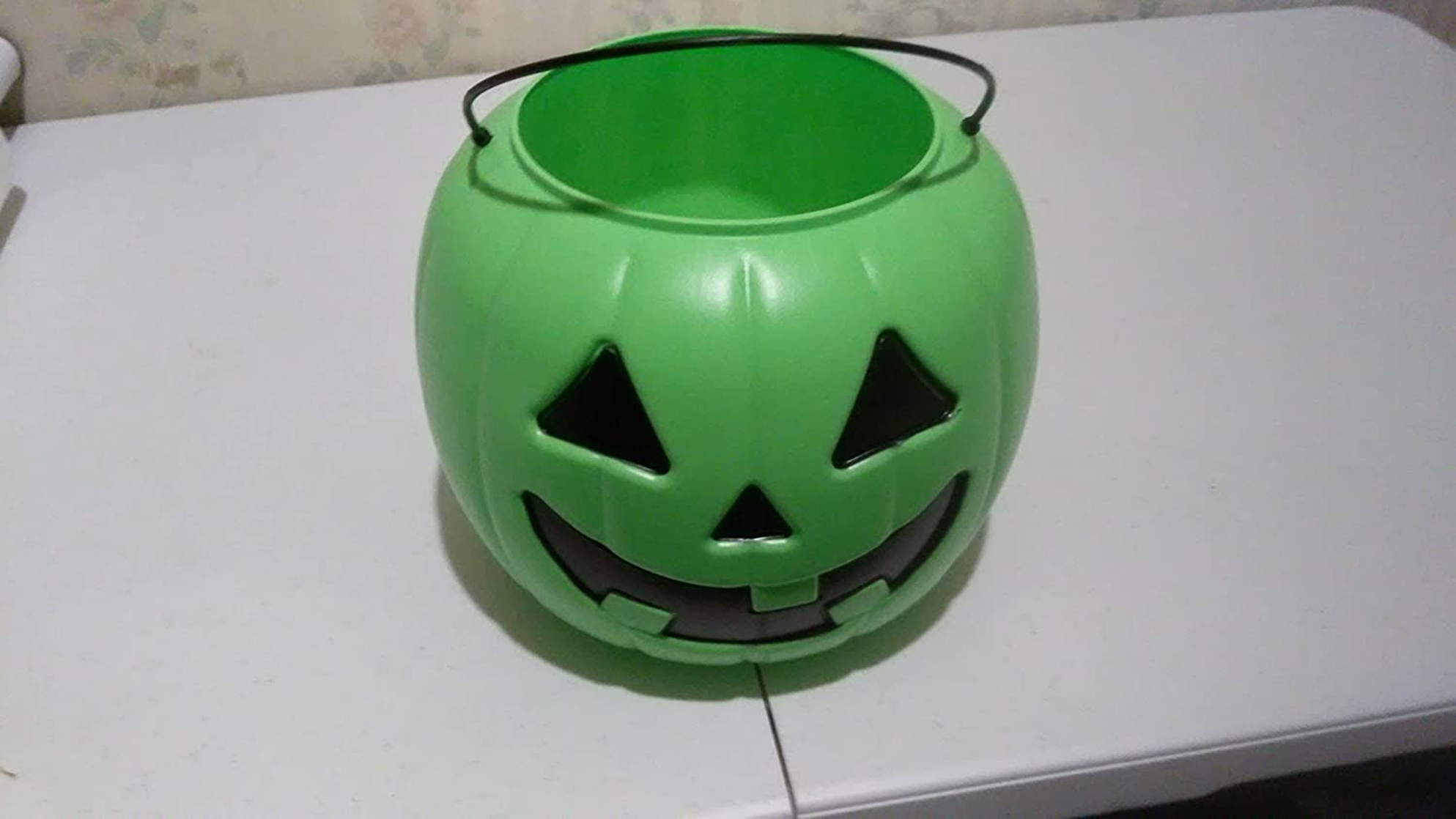 Halloween Pumpkin Jack O Lantern Candy Bucket (Green)