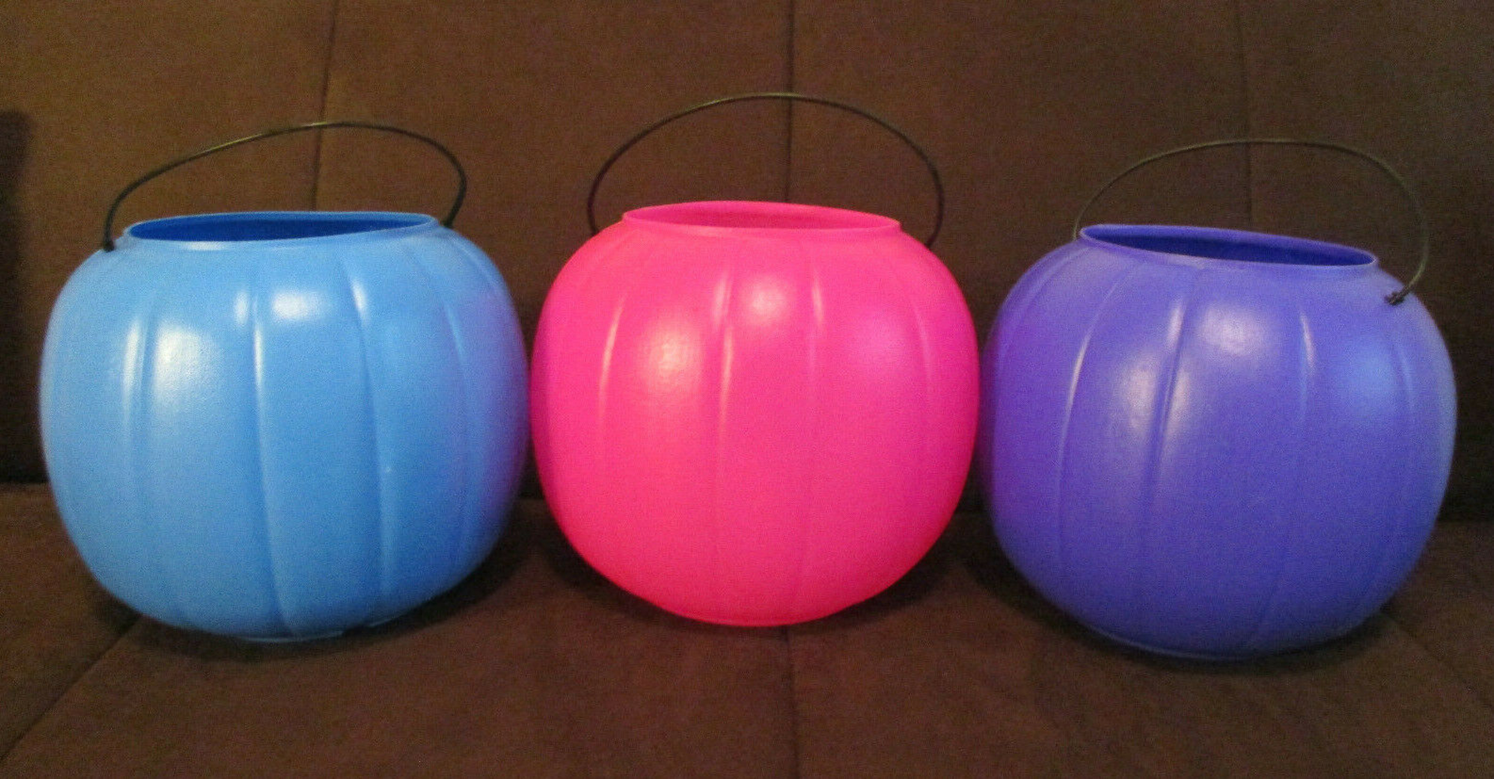 3 General Foam Plastics Halloween Pumpkin Jack O Lantern Blow Mold Bucket Pail