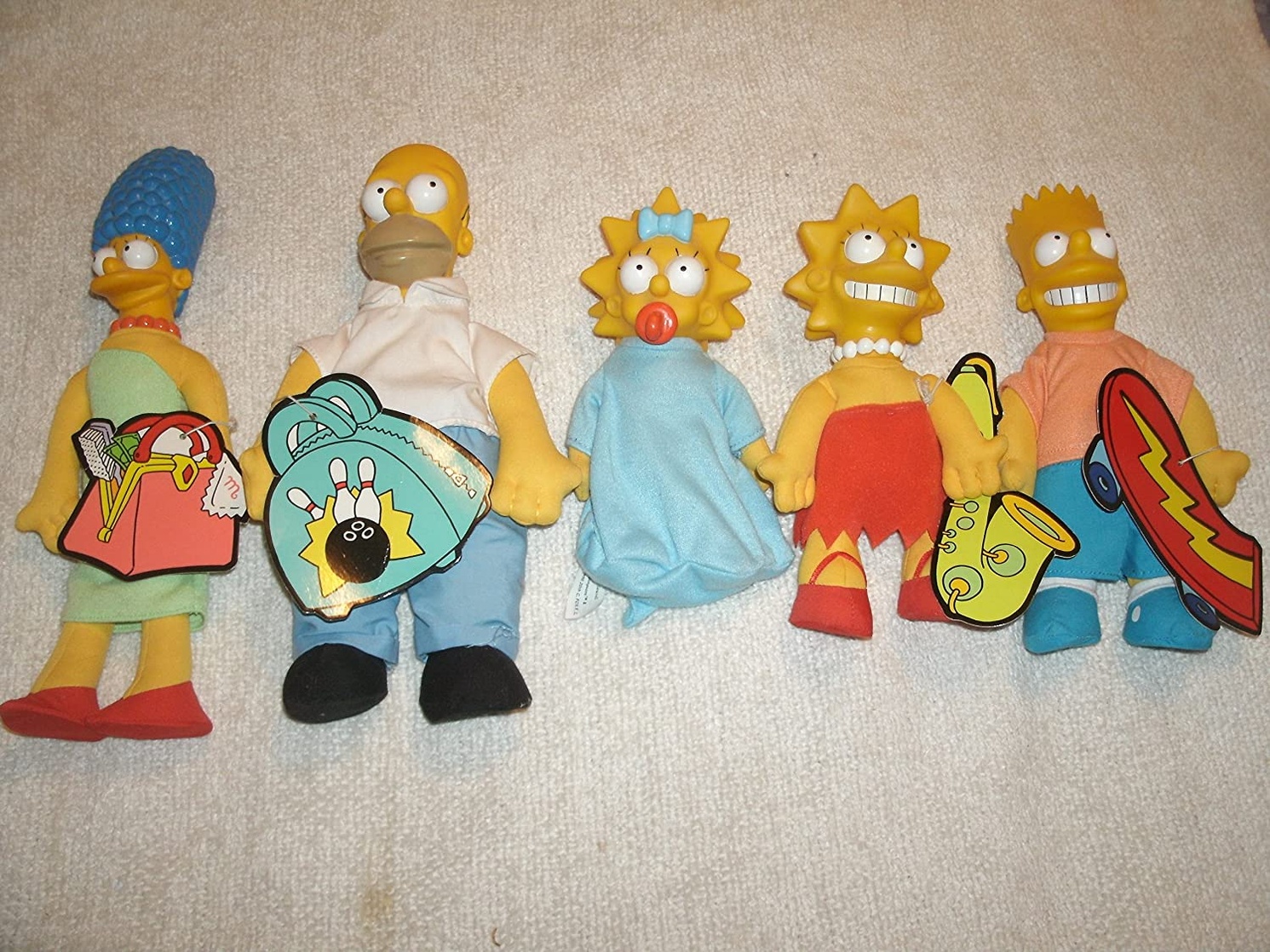 Collection of Five Burger King Simpson Doll Figures: Homer, Marge, Bart, Lisa and Maggie