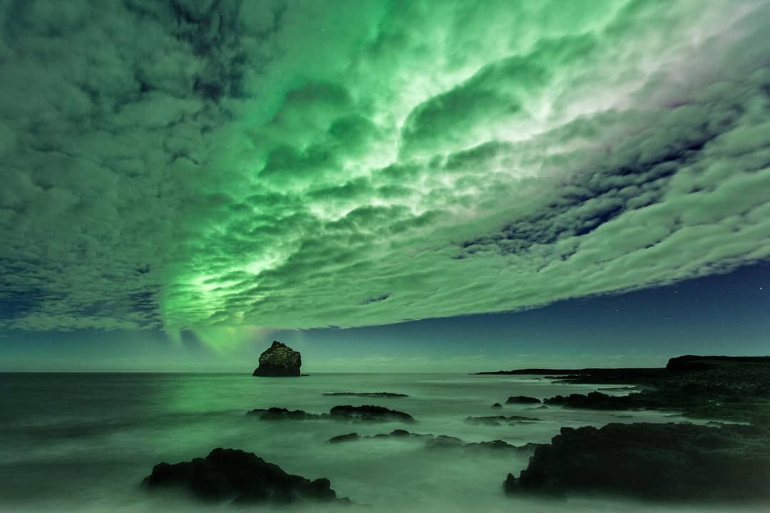 Iceland Frozen Seas with Aurora Burealis