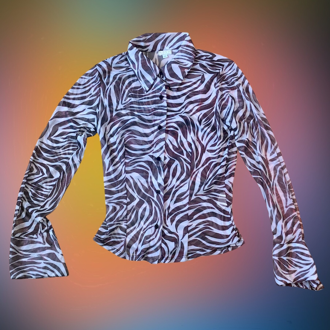 Vintage XOXO Shimmery Zebra Stripe Blouse -...