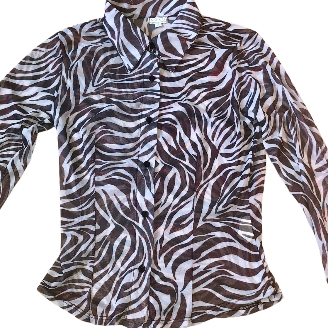 Vintage XOXO Shimmery Zebra Stripe Blouse -...