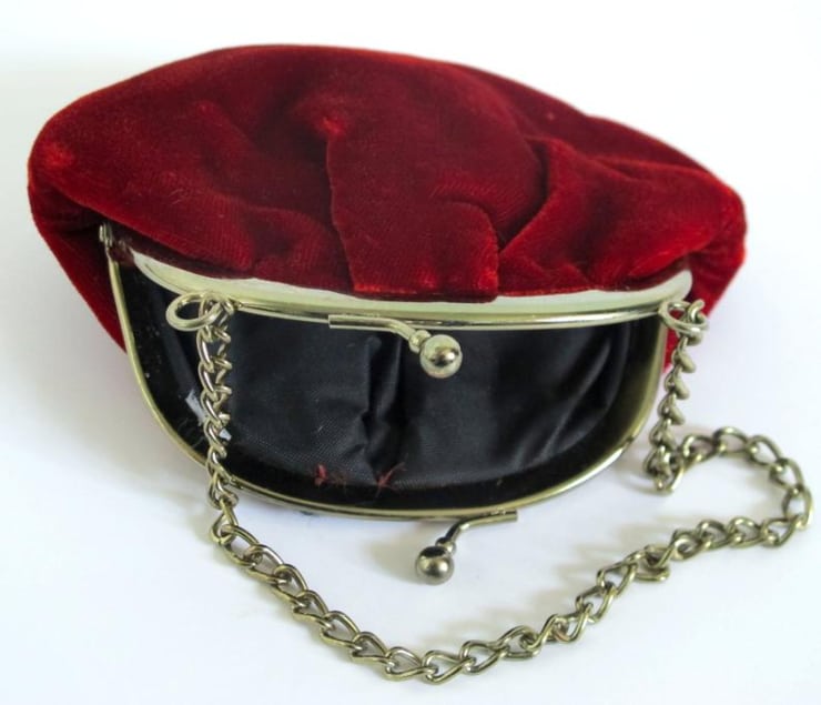 1950s Red Velvet Purse Small Vintage Purse Change Purse or image