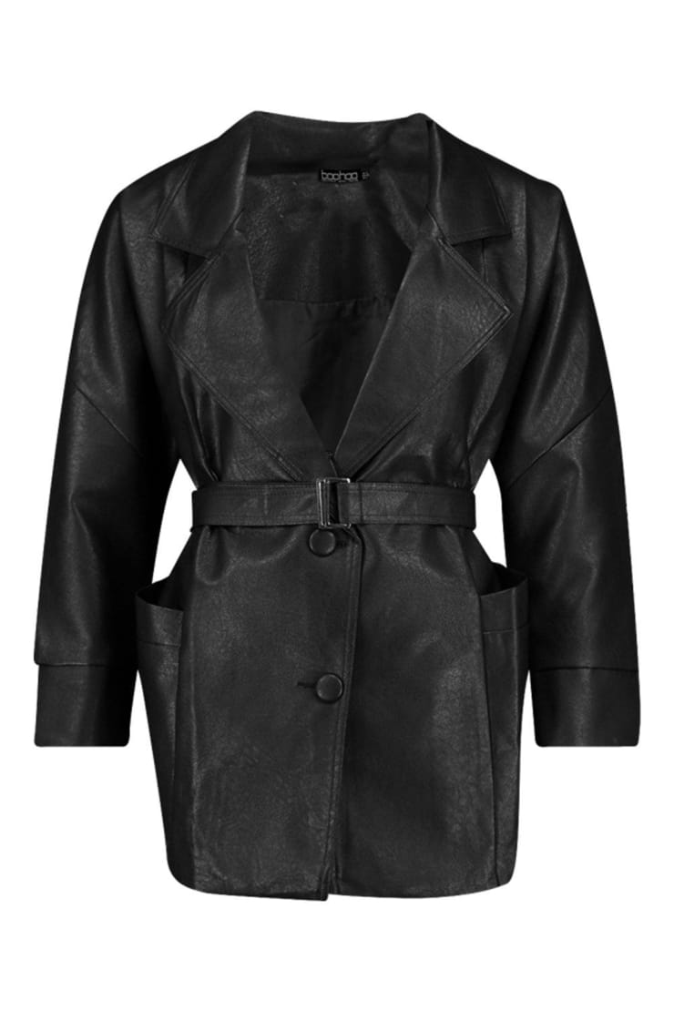 Picture of Belted Wrap Faux Leather Jacket | boohoo