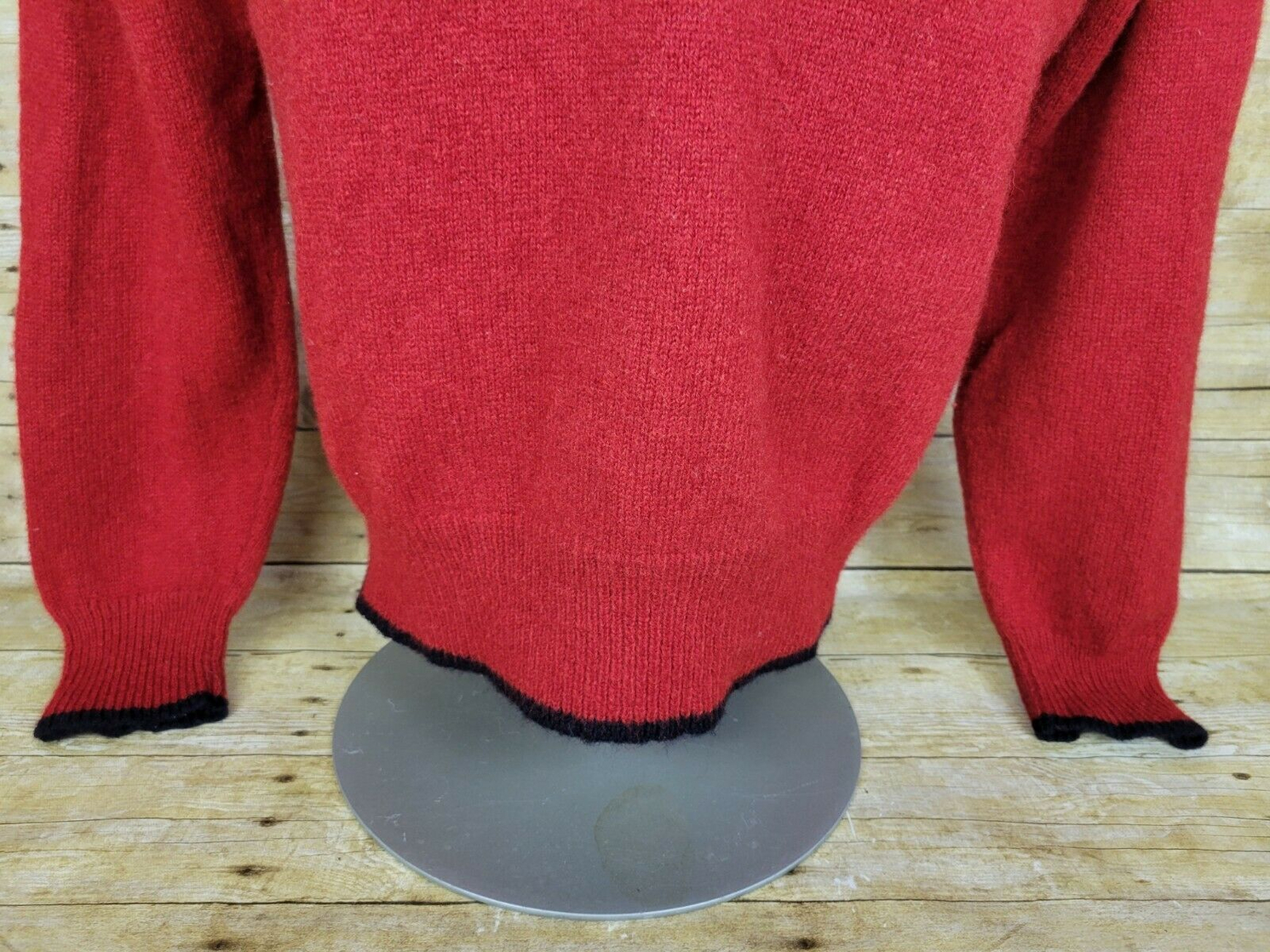 Vtg Abercrombie & Fitch Red Wool Sweater Mens XL Striped V-Neck Pullover Outdoor