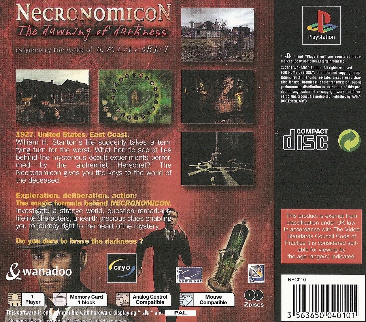 Necronomicon: Dawning of Darkness (EU) Back Cover