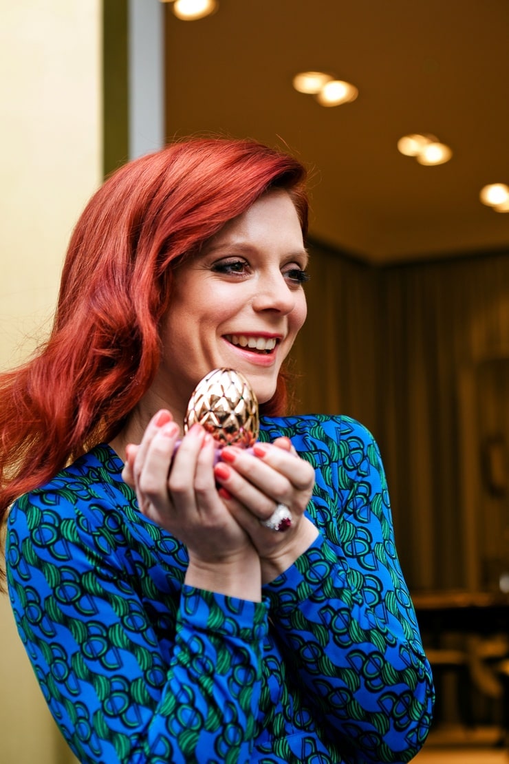 Emilia Fox Unveils The Diamond Jubilee Faberge Egg