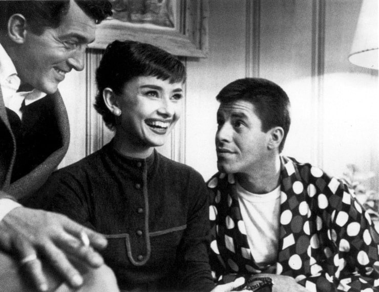 Dean Martin, Audrey Hepburn and Jerry Lewis.