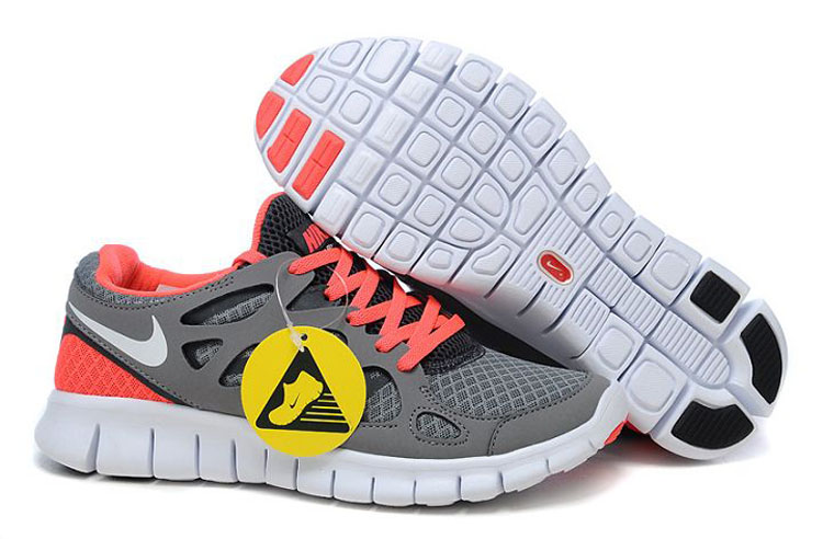 Womens Nike Free Run 2 GreyWhite-Cool Grey-Bright Mango Running Shoe 