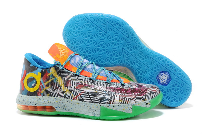 Nike What the KD 6 Men Size Basketball Shoe in Color Hoop Purple/Urgent Orange-Shark