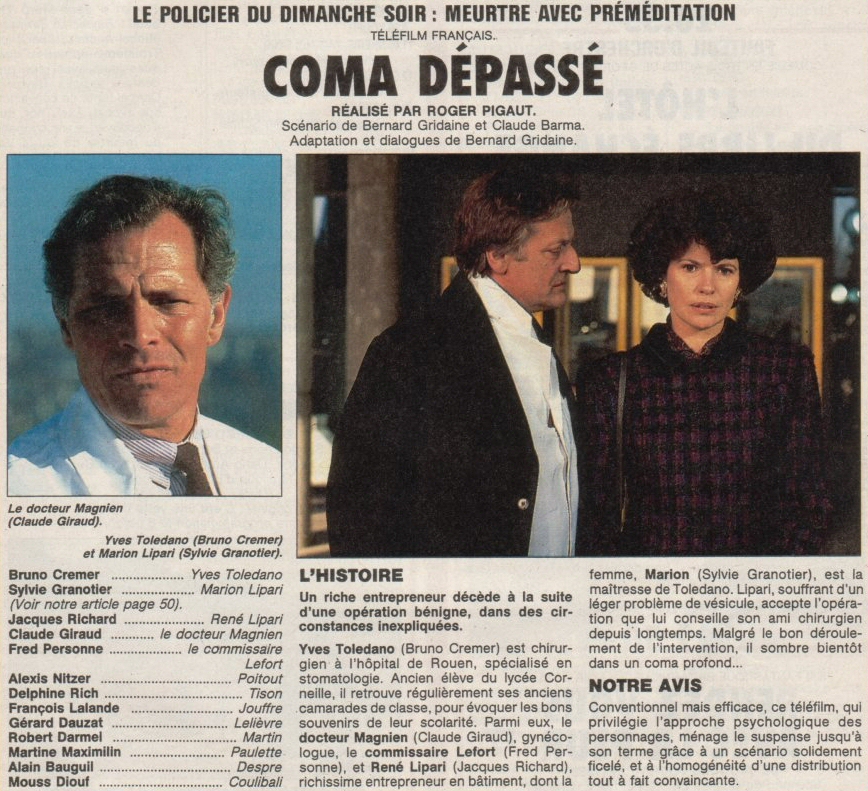 "Meurtre avec préméditation" Coma dépassé