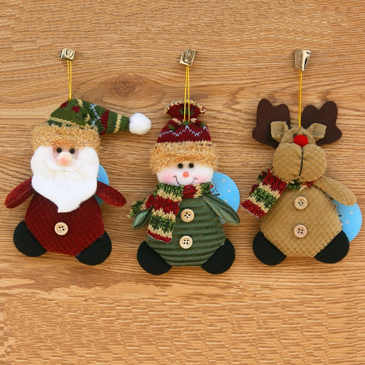 Santa, Snowman & Reindeer Tree Decorations