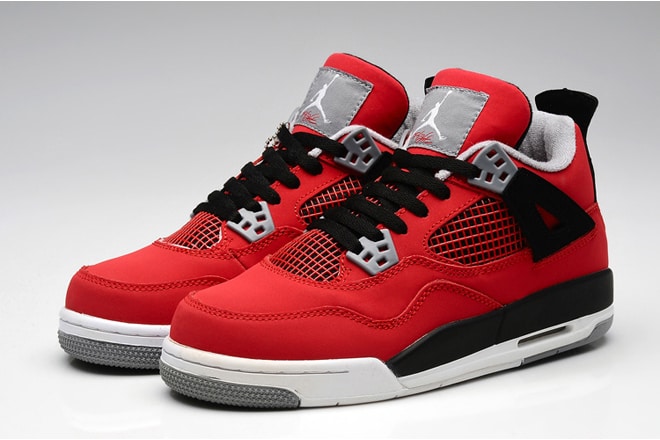 Image of Toro Bravo Shoes (Black/Fire Red) Retro 4 Womens - Jordan Sneakers