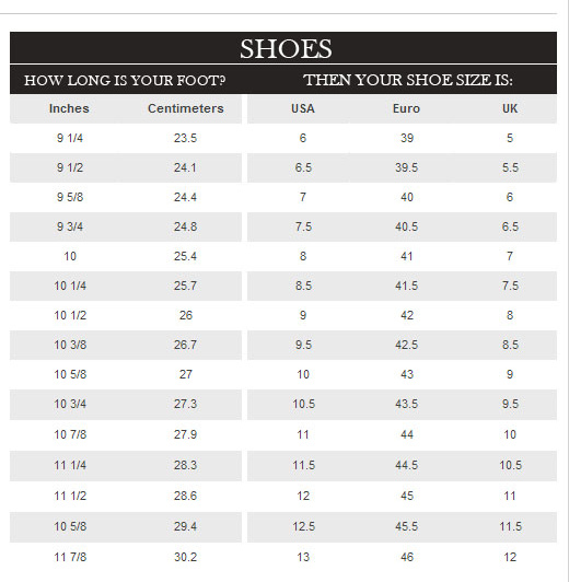 Gucci Shoe Size Chart Women's