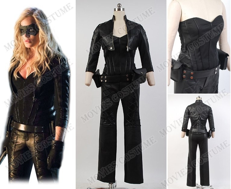 Black Canary Sara Lance Artificial Leather Outfit costume