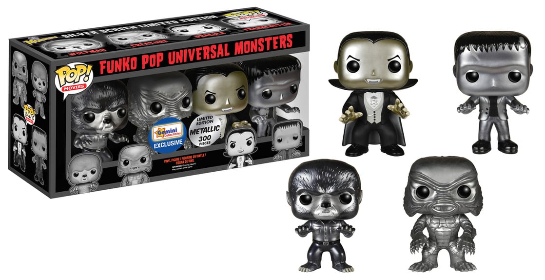 Universal Monsters Pop! Vinyl: Metallic Black and White Boxset Gemini Collectibles Exclusive