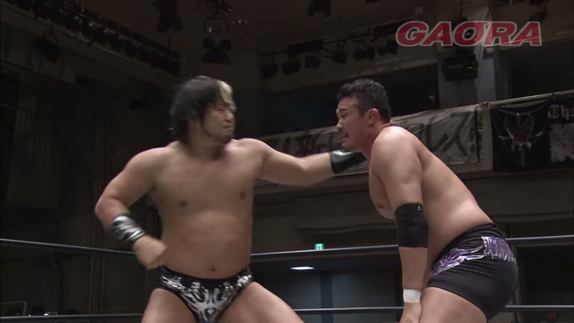 Suwama & Kaz Hayashi vs. Masayuki Kono & Minoru Tanaka (AJPW, 07/29/12)