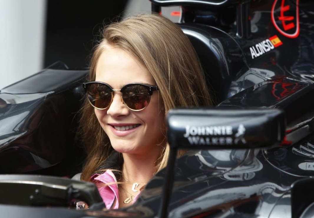 CARA DELEVINGNE at McLaren Honda Garage in Pitlane