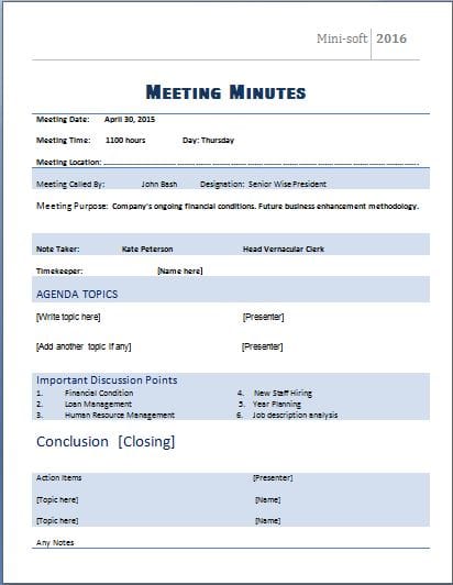 Meeting Minutes Template