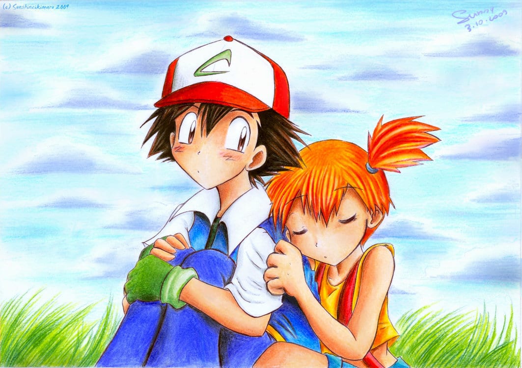 Misty es por grandes pokemon gallos. Покемоны Эша и Мисти. Покемоны Эш и Мисти семья. Покемон Мисти и Пикачу. Любовь Мисти и Эша.