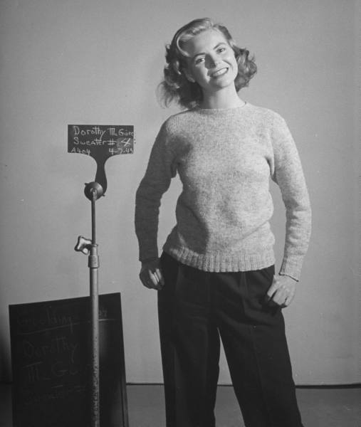 Actress Dorothy McGuire posing in sweater Hollywood, CA, US - May 1943.