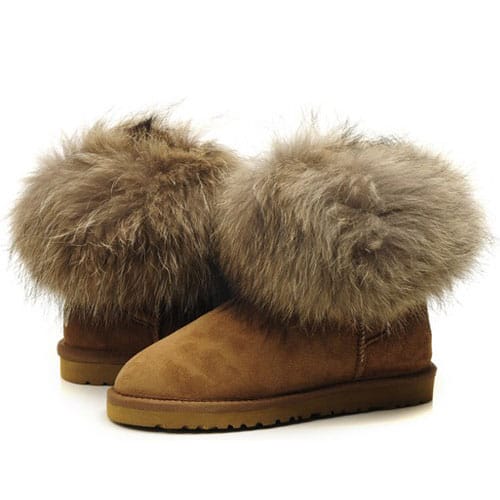 Chestnut 5854 UGG Australia Classic Mini Fox Fur Womens Boots image